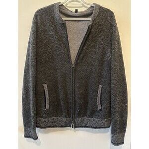 Robert Barakett Merino Wool Zip Sweater Jacket Gray XL Full Zip Bomber